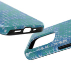 Tough Phone Case — Blue-Green Geometric Watercolor Pattern, shockproof iphone 17 pro case removable outer shell