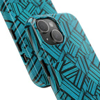 Teal Geometric Tough Phone Case — Durable Protective Phone Case with Modern Stripe Pattern, case edge and charging-port openings on a shockproof iphone 18 pro max case