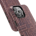 Impact Resistant Iphone 17 Pro Max Case - MagSafe Dual-Layer Geometric Brown Design