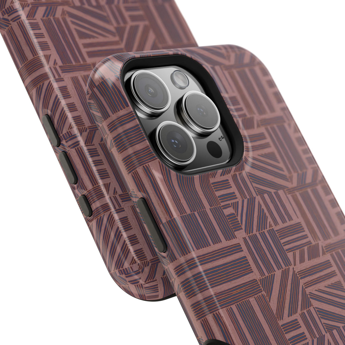 Impact Resistant Iphone 17 Pro Max Case - MagSafe Dual-Layer Geometric Brown Design