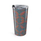 Chic 20oz Geometric Pattern Tumbler in a captivating blue and orange kaleidoscope design tumbler, ideal for road trips and outdoor adventures.