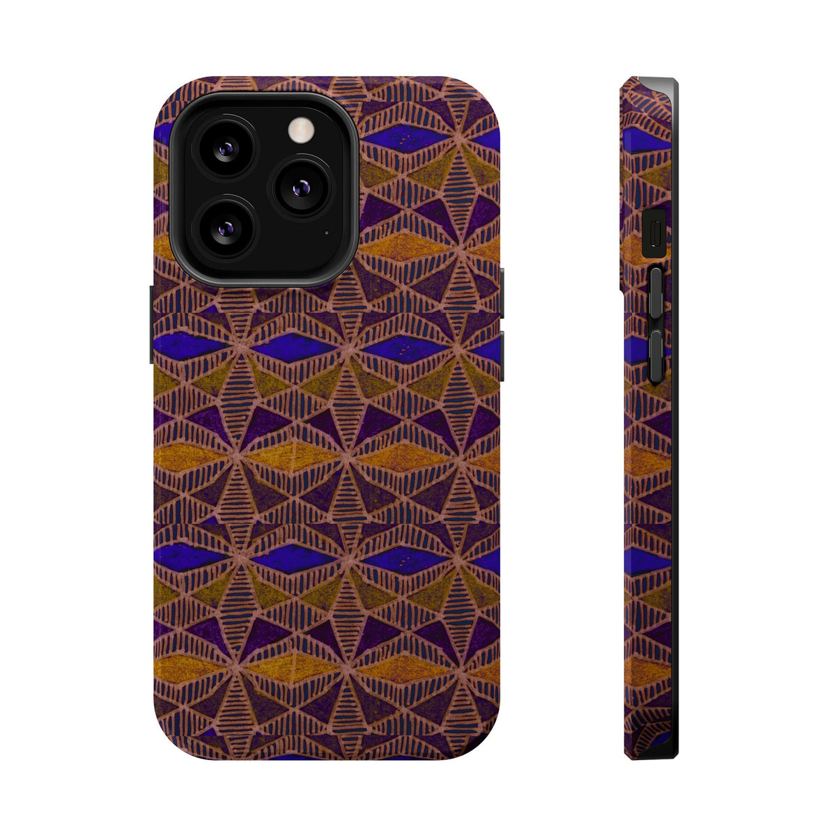 Phone Case — Geometric Tribal Pattern Magnetic Impact-Resistant Case, Fractyl impact resistant iphone 16 pro case shown with slim protective edges and full-wrap artwork.