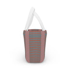Striped Retro Lunch Bag – Teal & Terracotta Compact Insulated Tote