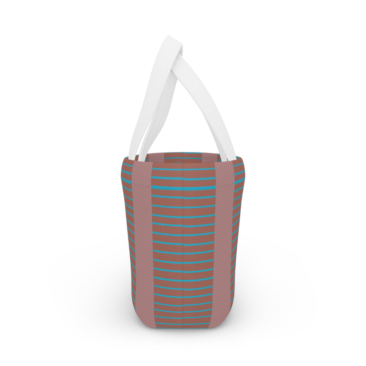 Striped Retro Lunch Bag – Teal & Terracotta Compact Insulated Tote