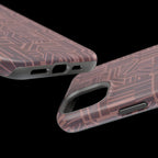 Impact Resistant Iphone 17 Pro Max Case - MagSafe Dual-Layer Geometric Brown Design