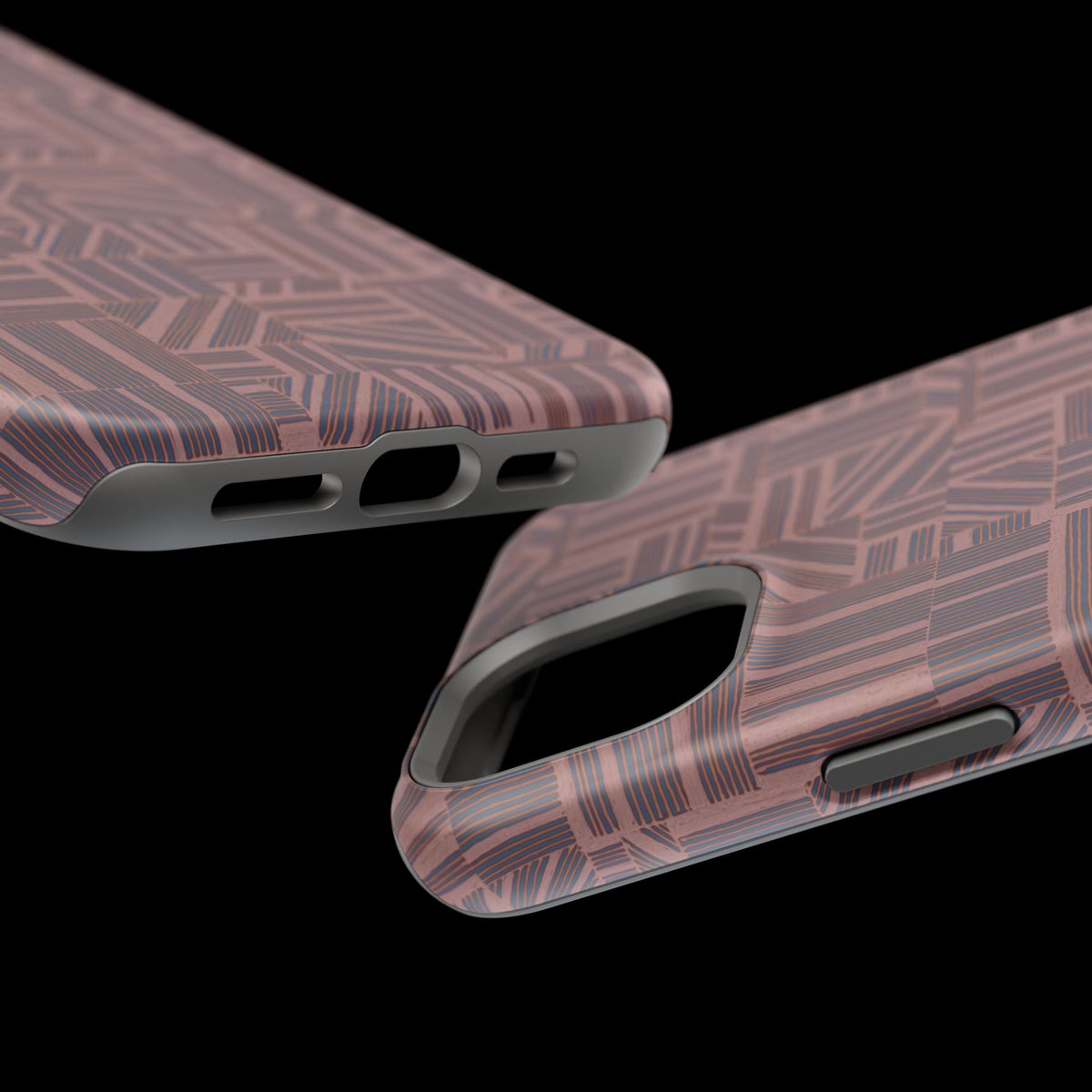 Impact Resistant Iphone 17 Pro Max Case - MagSafe Dual-Layer Geometric Brown Design