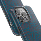 Impact Resistant Phone Case-20% OFF Entire Order, And Free Shipping, Teal Geometric MagSafe case close-up with triple-camera protection; impact resistant iphone 17 case-20% OFF Entire Order, and Free Shipping.