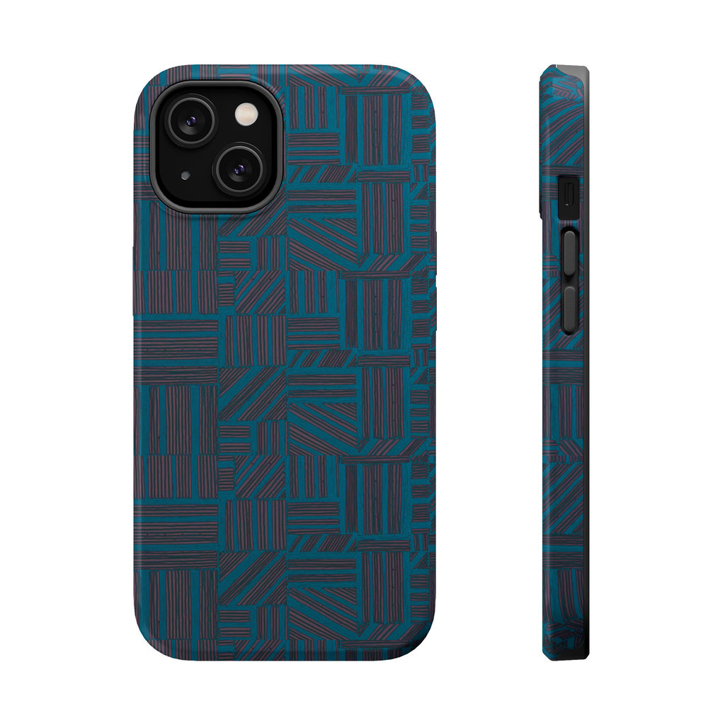 Impact Resistant Phone Case-20% OFF Entire Order, And Free Shipping, Teal Geometric MagSafe front and side view; impact resistant iphone 17 case-20% OFF Entire Order, and Free Shipping.