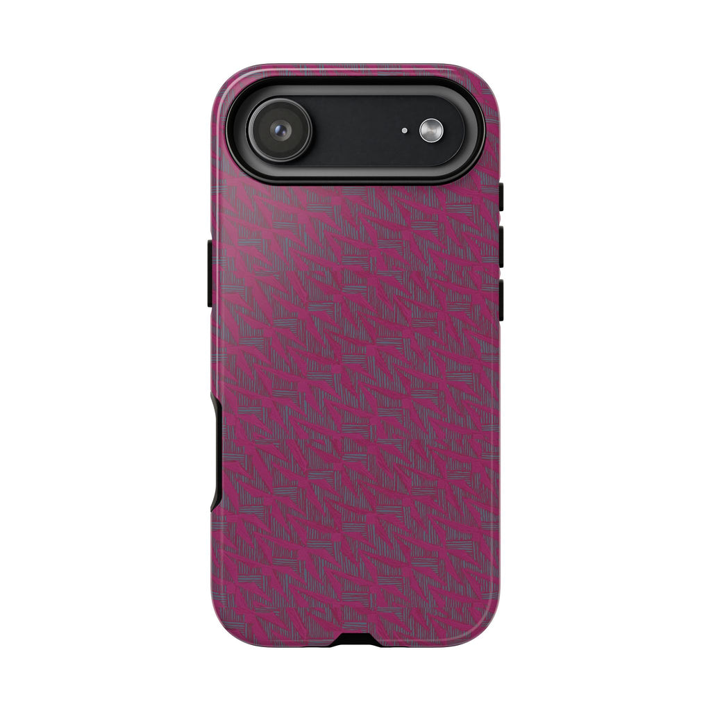 Pink Textured Tough Phone Case — Protective Slim iPhone Cover, durable wireless charging case