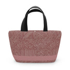 Insulated Geometric Pattern Lunch Bag — Dusty Rose Tote for Work & School. A versatile insulated lunch bag with a sleek pink geometric design, ideal for school lunches or work. This pink lunch tote doubles as a picnic lunch bag and makes a thoughtful gift for her.