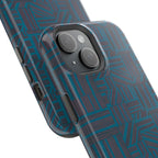 Impact Resistant Phone Case-20% OFF Entire Order, And Free Shipping, Teal Geometric MagSafe case shown separately from the phone with magnetic liner; impact resistant iphone 17 case-20% OFF Entire Order, and Free Shipping.