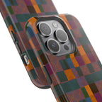 Impact-Resistant Phone Case — Retro Checkerboard Pattern, Fractyl wireless charging iphone 18 pro case with a close-up view of the impact-resistant camera surround.