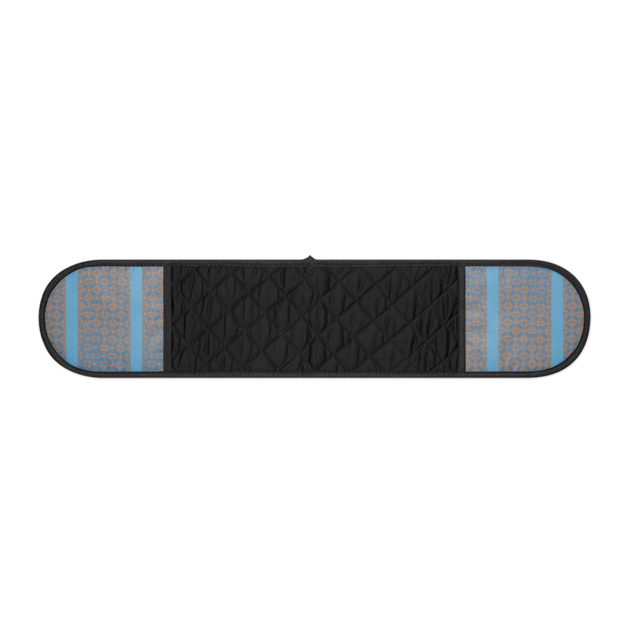 Double Oven Mitts - Quilted Heat-Resistant Kitchen Grip (Black with Blue Accent)