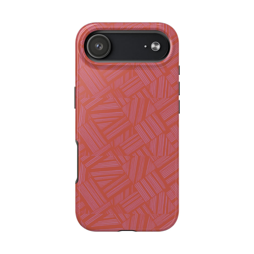 Tough Phone Case — Geometric Coral Pattern Protective Cover, shockproof iphone 18 pro case with elevated bezel protection