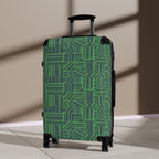 Green Geometric Hard Shell Carry On Suitcase – 360° Spinner Wheels & Built-In Lock