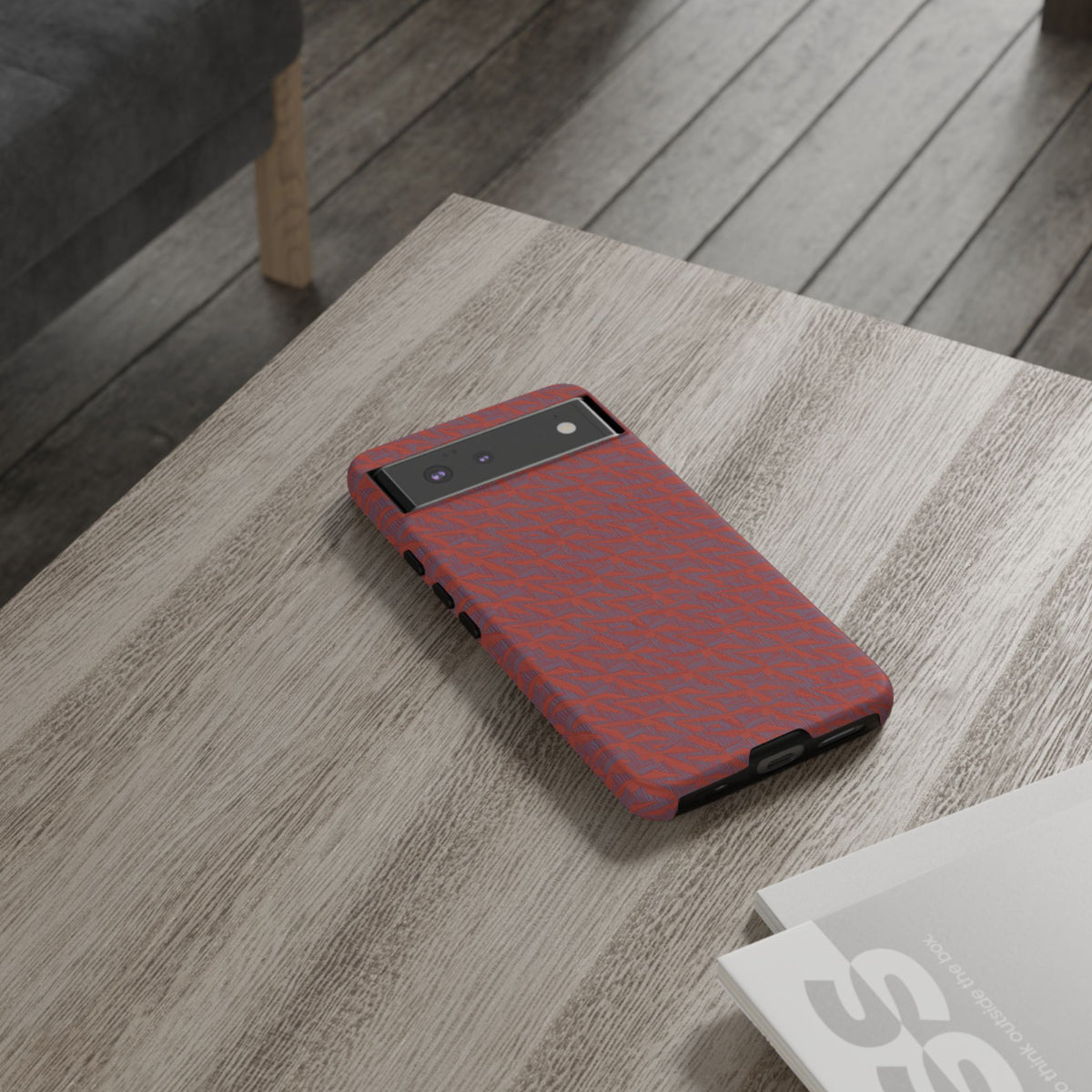 Wireless Charging iPhone 17 ProMax Case – Rugged Red Pebble Texture Shockproof Cover