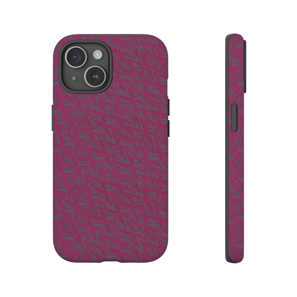 Pink Textured Tough Phone Case — Protective Slim iPhone Cover, durable wireless charging case