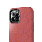 Tough Phone Case — Geometric Coral Pattern Protective Cover, shockproof iphone 18 pro case with glossy full-color surface