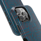 Impact Resistant iPhone 17 Case, Teal Geometric MagSafe Dual-Layer Protection