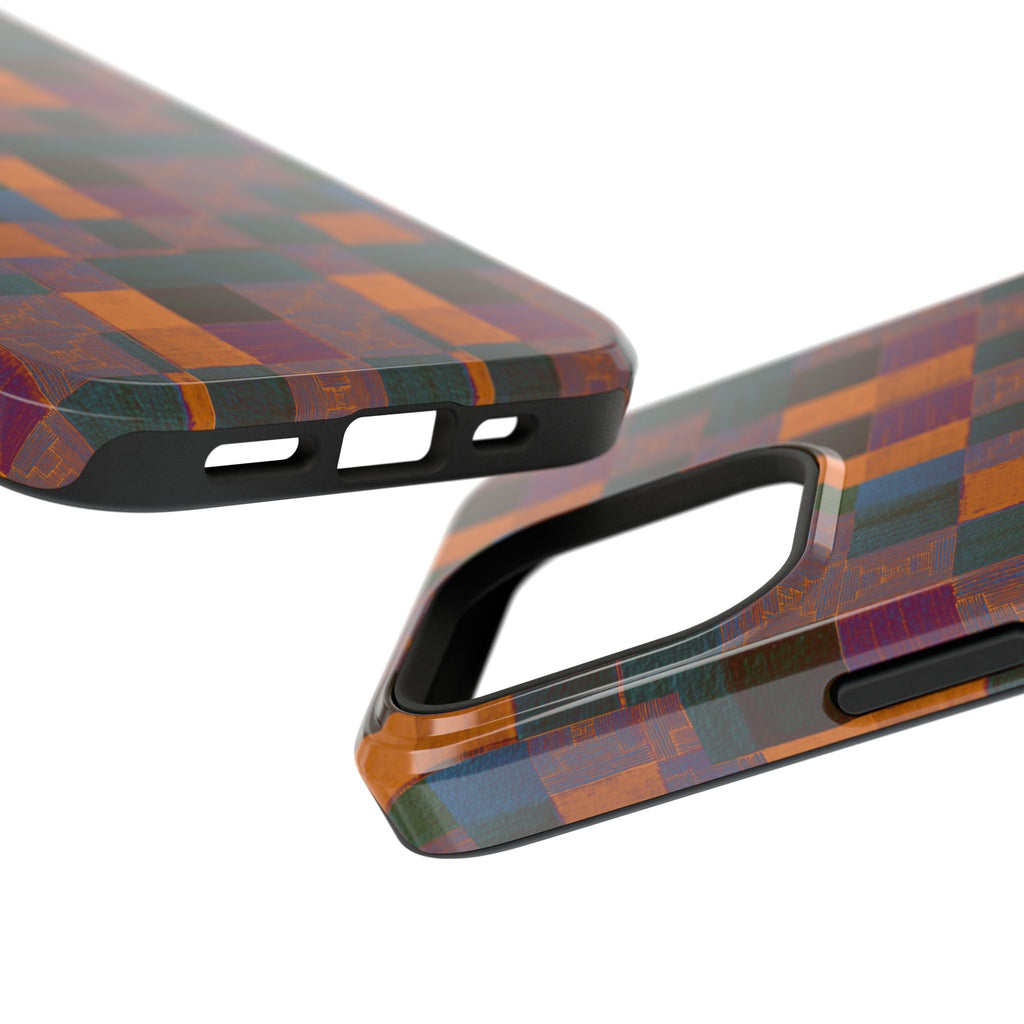 Impact-Resistant Phone Case — Retro Checkerboard Pattern, Fractyl wireless charging iphone 18 pro case featuring an impact-resistant shell and retro multicolor checkerboard design.