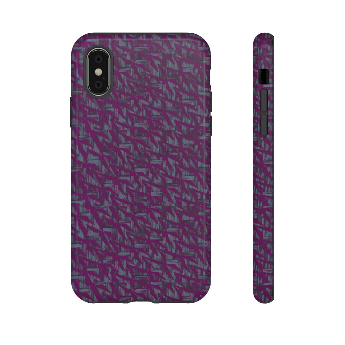 Purple Geometric Tough Phone Case — Protective Slim Phone Cover, slim protective side profile, shockproof iphone 17 pro cover