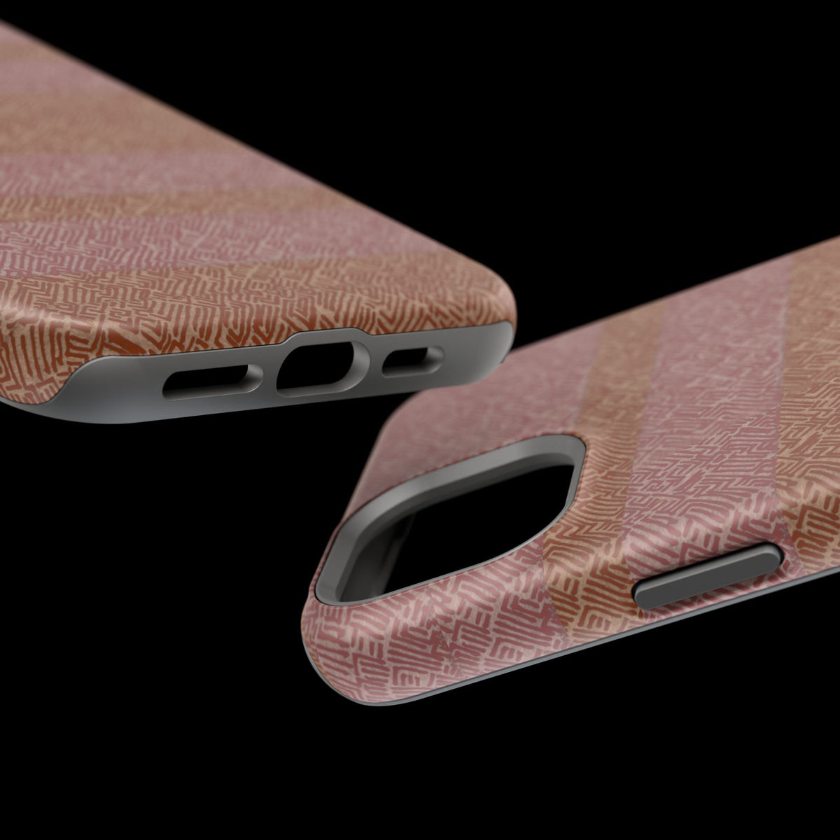 Striped Leather-Texture Magnetic Phone Case — Impact-Resistant iPhone Cover, floating wireless charging iphone 18 pro max case product image