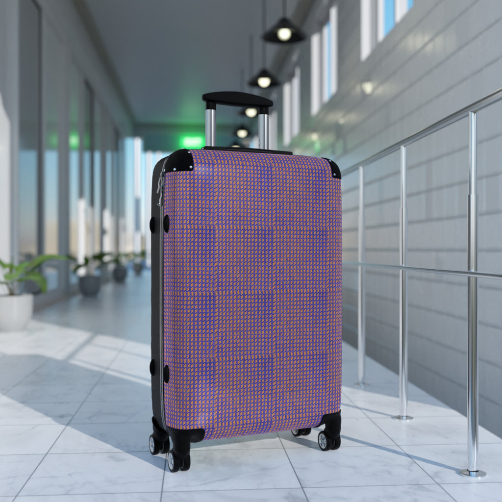 Purple Houndstooth Carry-On Suitcase — Retro Pattern Luggage for Travel