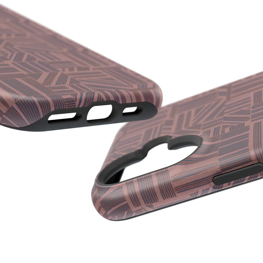 Impact Resistant Iphone 17 Pro Max Case - MagSafe Dual-Layer Geometric Brown Design