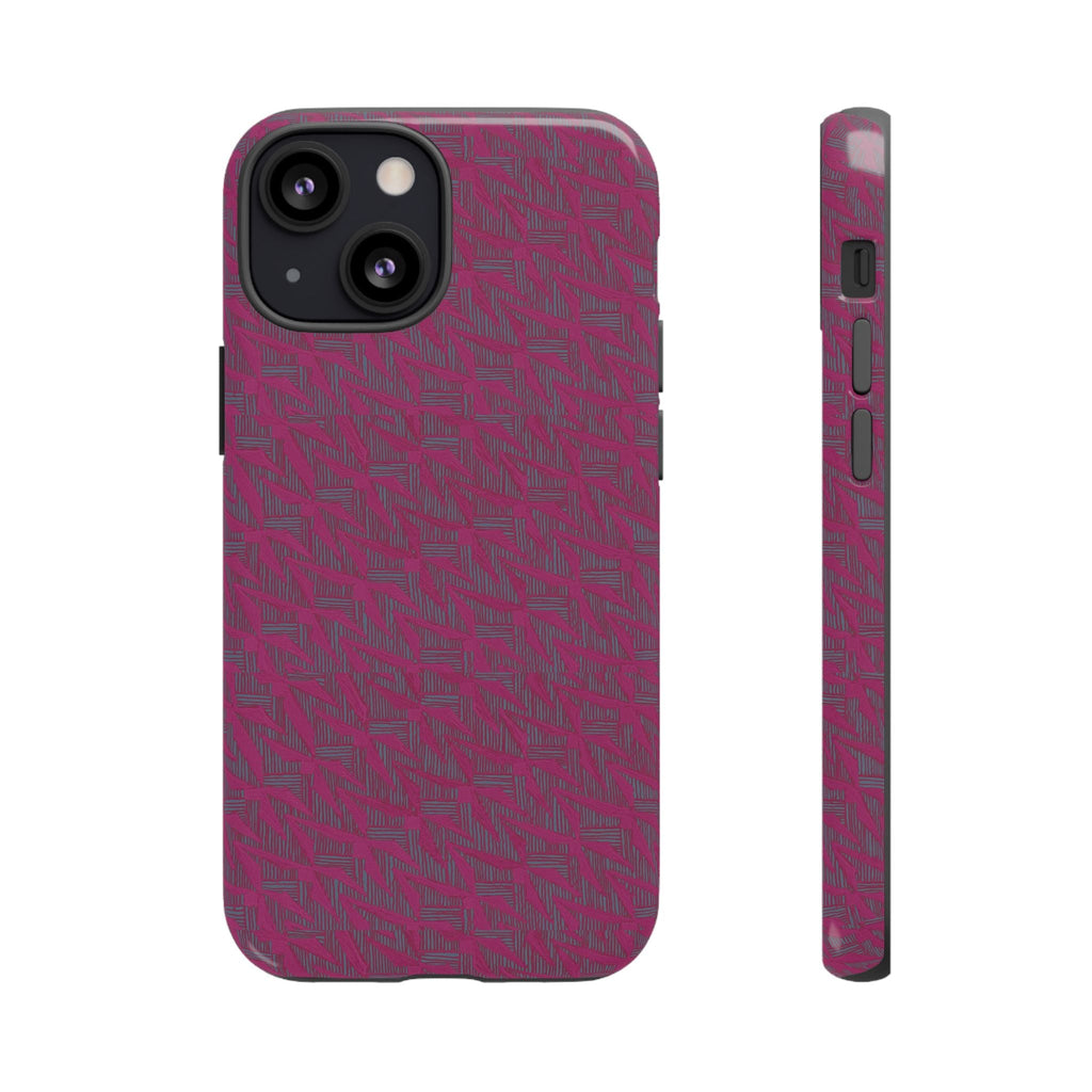 Pink Textured Tough Phone Case — Protective Slim iPhone Cover, durable wireless charging case