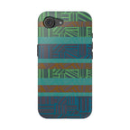 Green Geometric Stripe Phone Case — Impact-Resistant, wireless charging iphone 16 pro max case back product image with impact-resistant styling.