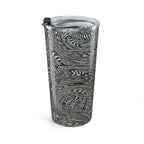 20oz Stainless Travel Tumbler featuring a stylish black swirl abstract design by Printify. This dishwasher safe tumbler is an ideal option for a commuter tumbler or as a modern water cup for those who cherish unique drinkware like gothic drinkware.