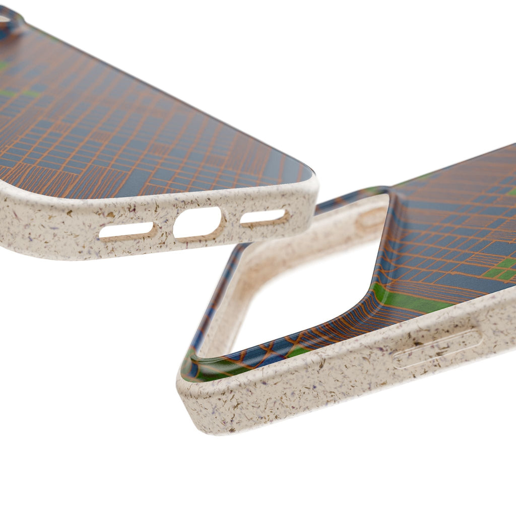 Biodegradable Phone Case — Earthy Geometric Plaid Eco-Friendly Cover, eco friendly phone case product image