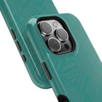 Magnetic Impact-Resistant Phone Case — Teal Geometric Protective Cover, magnetic iphone 18 pro case close-up of impact-resistant shell