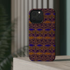 Phone Case — Geometric Tribal Pattern Magnetic Impact-Resistant Case, Fractyl impact resistant iphone 16 pro case shown floating against a modern geometric background.