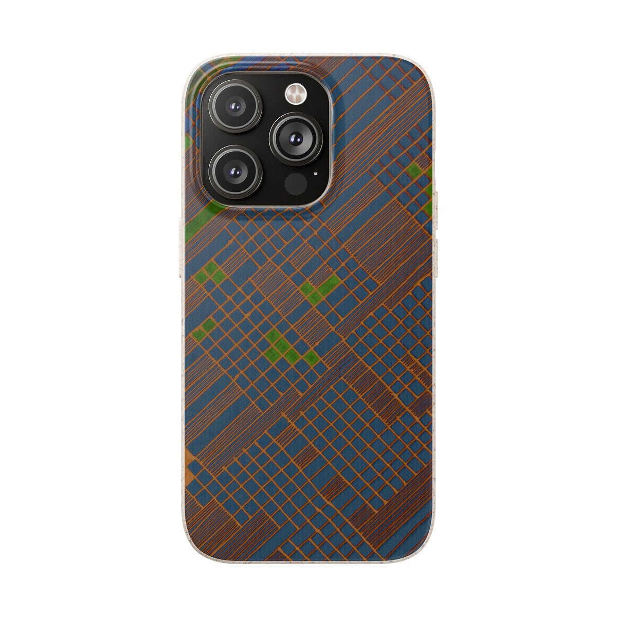 Biodegradable Phone Case — Earthy Geometric Plaid Eco-Friendly Cover, eco friendly phone case product image