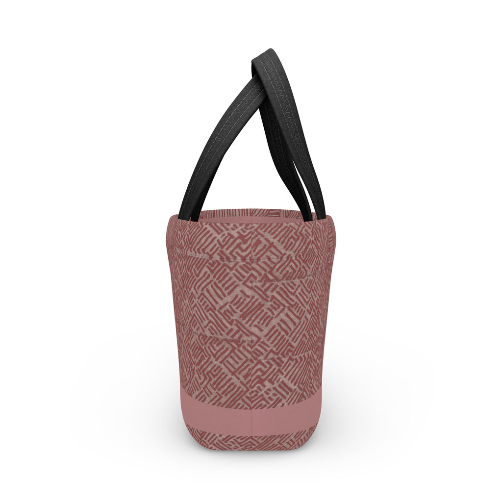 Insulated Geometric Pattern Lunch Bag — Dusty Rose Tote for Work & School. Perfect as a lightweight work lunch bag, this insulated lunch bag impresses with its boho aesthetic and practicality. Suitable for both adults and kids, it's a great choice for daily meals.