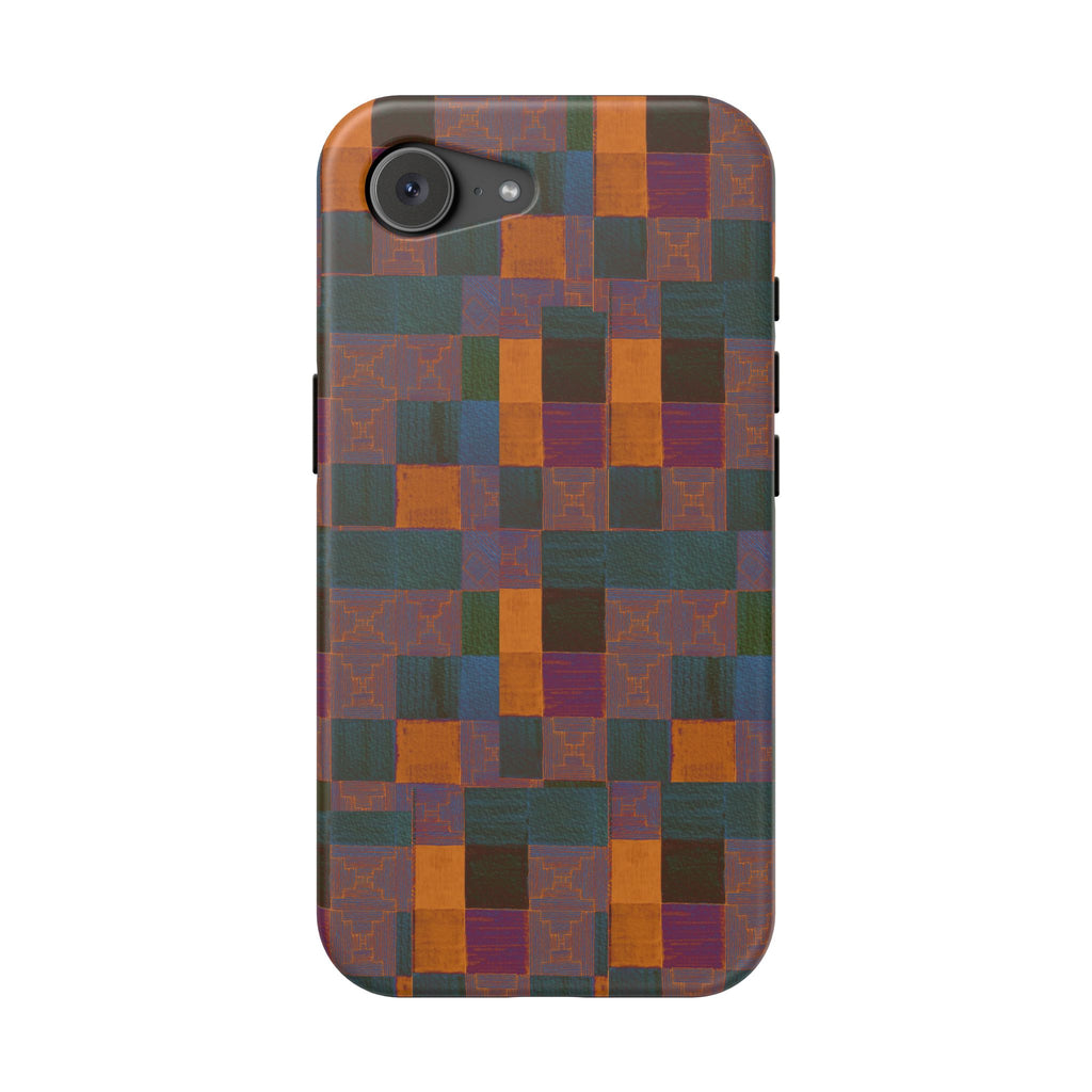 Impact-Resistant Phone Case — Retro Checkerboard Pattern, Fractyl wireless charging iphone 18 pro case offering a stylish vintage checkerboard aesthetic and daily phone protection.