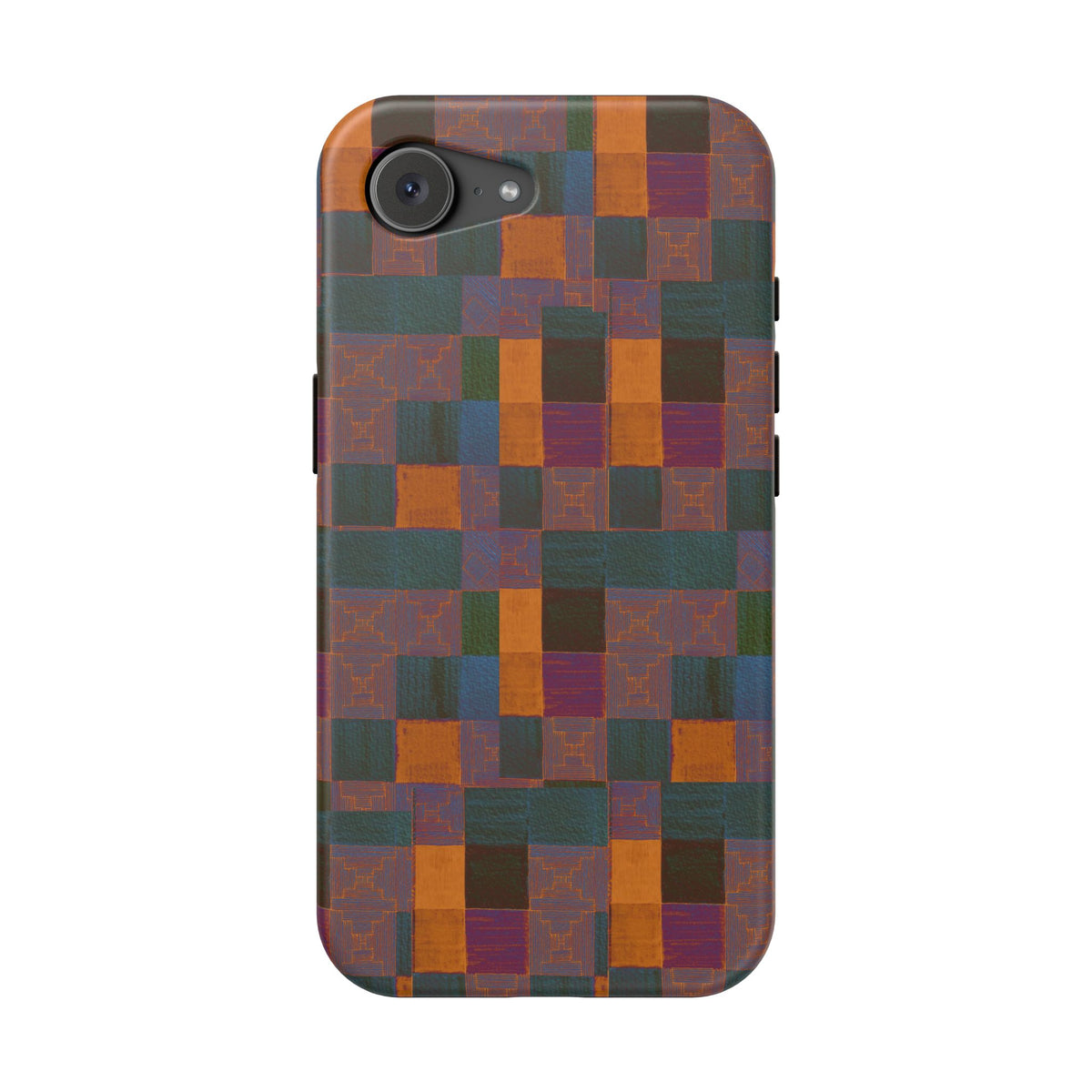 Impact-Resistant Phone Case — Retro Checkerboard Pattern, Fractyl wireless charging iphone 18 pro case offering a stylish vintage checkerboard aesthetic and daily phone protection.