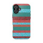 Striped Teal & Coral Magnetic Impact Phone Case protective bumper profile, Fractyl magsafe compatible iphone 18 pro max case
