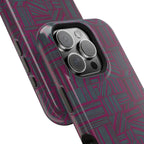 Slim Protective iPhone 16 ProMax Case With MagSafe, Dual-Layer Plum Geometric Design