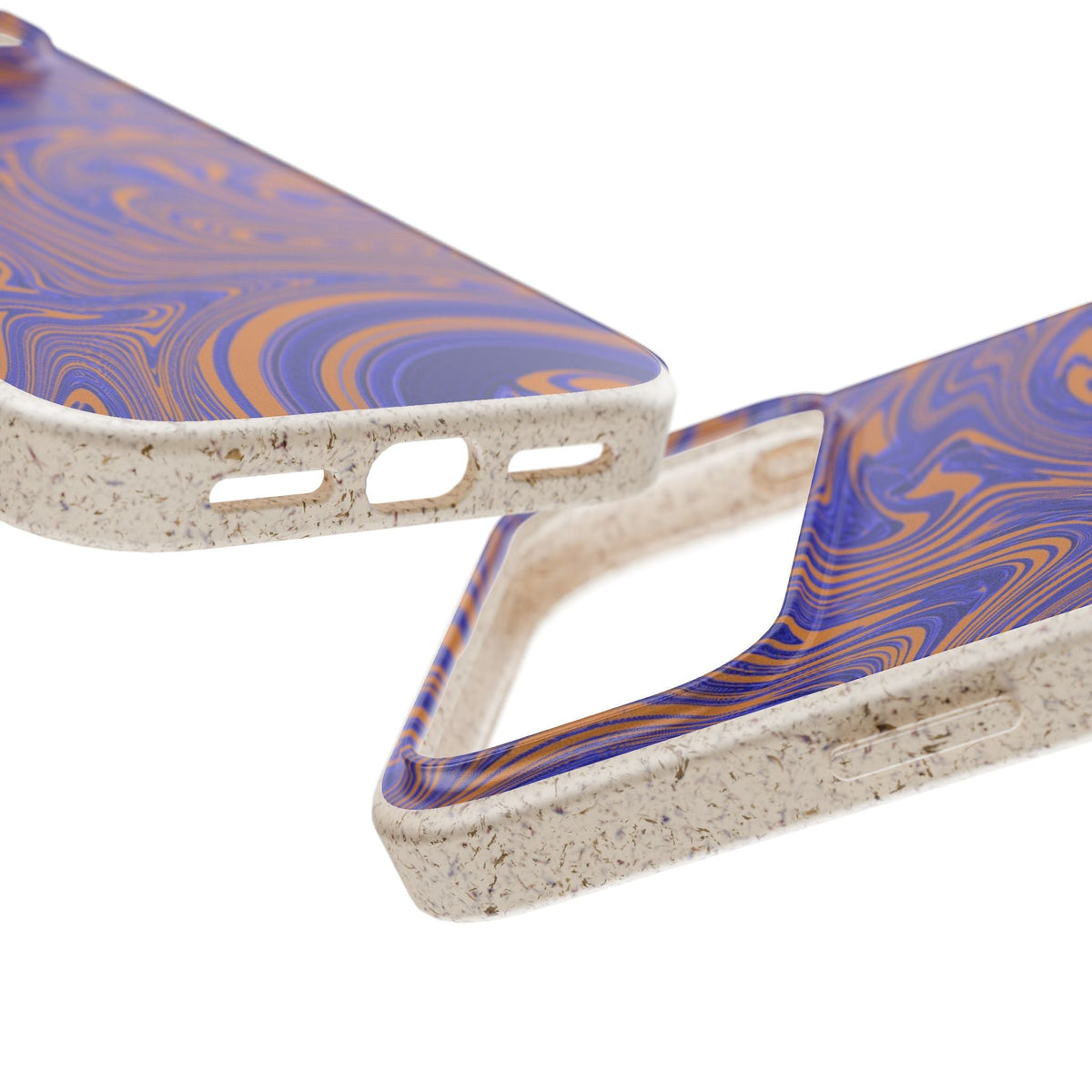 Biodegradable Marble Swirl Phone Case — Purple & Orange Eco-Friendly Protective Cover displayed in a gift-ready box; protective biodegradable case _CASETiFY5 alternative.