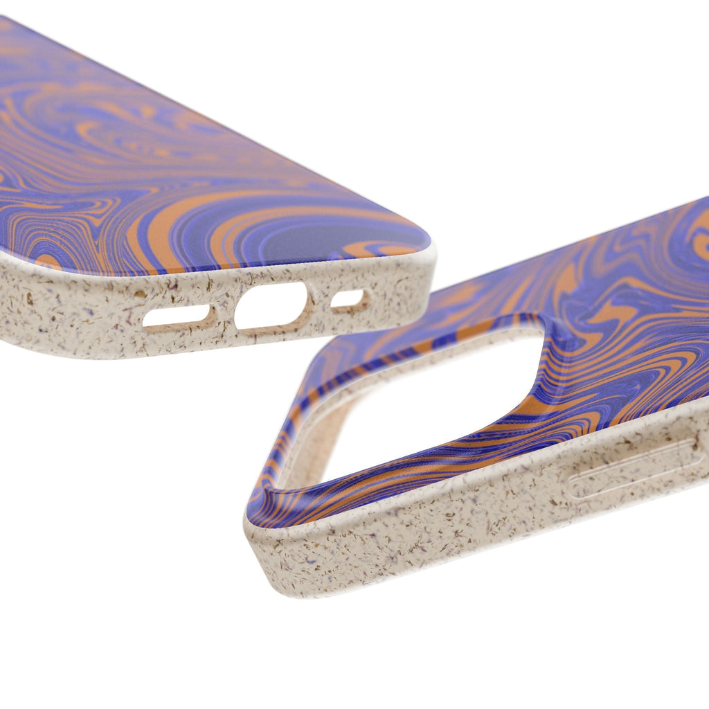 Biodegradable iPhone 17 Case – Purple Orange Marble Swirl Eco-Friendly Protection