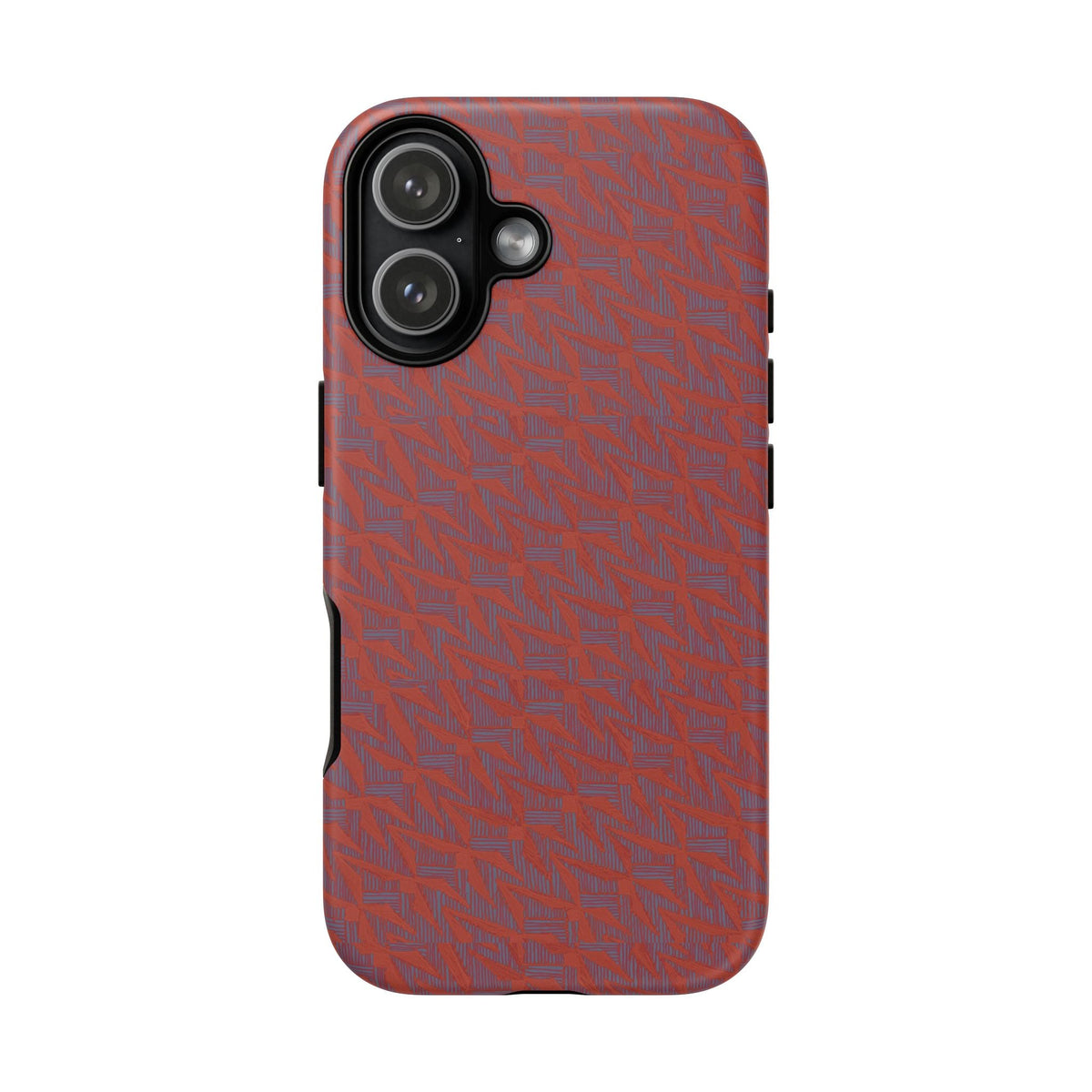 Red Pebble Texture Tough Phone Case — Rugged Shockproof iPhone Cover, wireless charging iphone 17 promax case with triple-lens camera surround