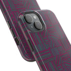 Slim Protective iPhone 16 ProMax Case With MagSafe, Dual-Layer Plum Geometric Design