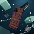 Phone Case — Geometric Tribal Pattern Magnetic Impact-Resistant Case, Fractyl impact resistant iphone 16 pro case featuring an eye-catching purple and amber tribal pattern.