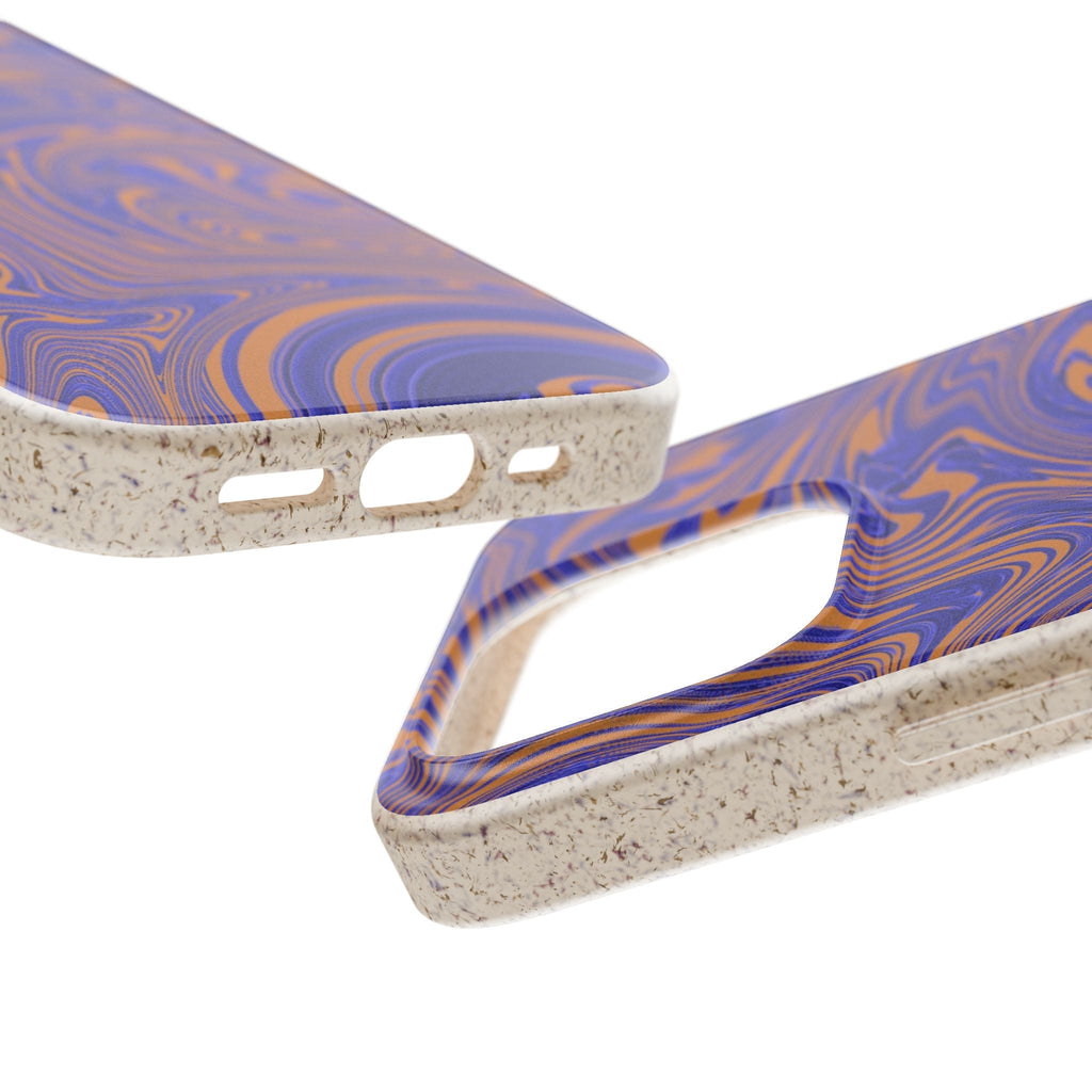 Biodegradable iPhone 17 Case – Purple Orange Marble Swirl Eco-Friendly Protection