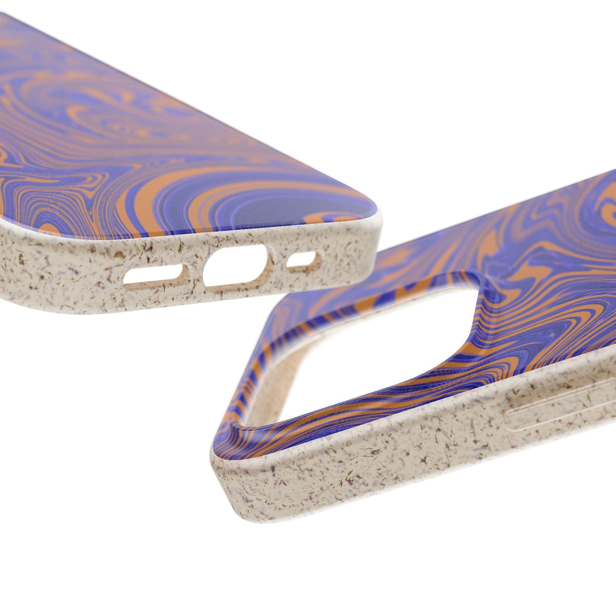 Biodegradable iPhone 17 Case – Purple Orange Marble Swirl Eco-Friendly Protection