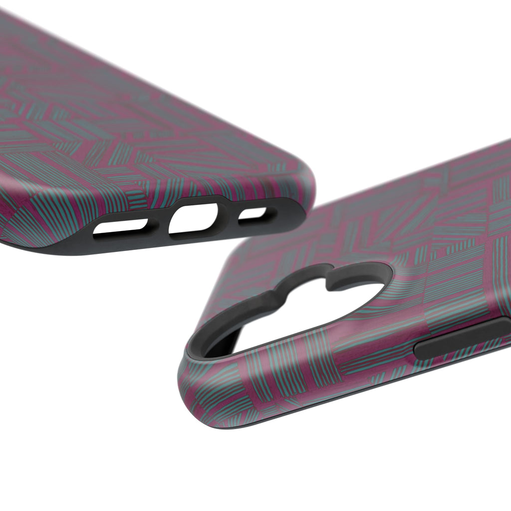 Slim Protective iPhone 16 ProMax Case With MagSafe, Dual-Layer Plum Geometric Design