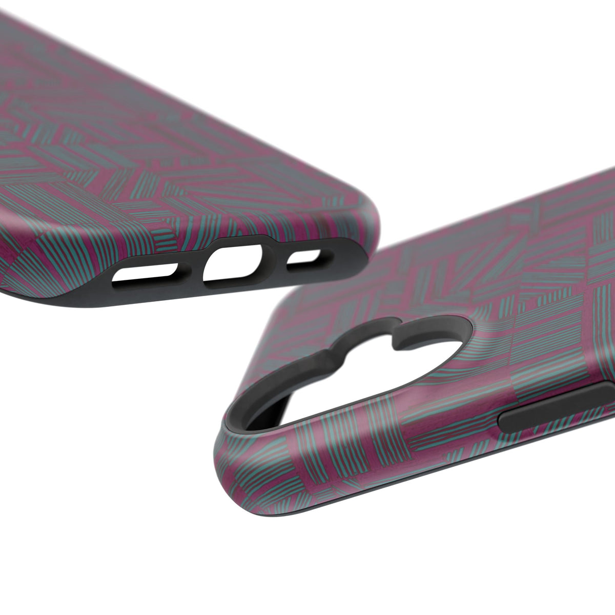 Slim Protective iPhone 16 ProMax Case With MagSafe, Dual-Layer Plum Geometric Design