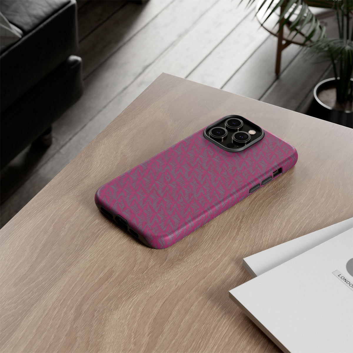 Pink Textured Wireless Charging Case | Premium Slim Dual-Layer Protective iPhone Cover